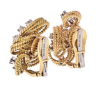 David Webb Platinum & 18K Yellow Gold Twisted Woven Diamond Earrings - The Back Vault