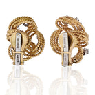 David Webb Platinum & 18K Yellow Gold Twisted Woven Diamond Earrings - The Back Vault