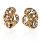 David Webb Platinum & 18K Yellow Gold Twisted Woven Diamond Earrings - The Back Vault