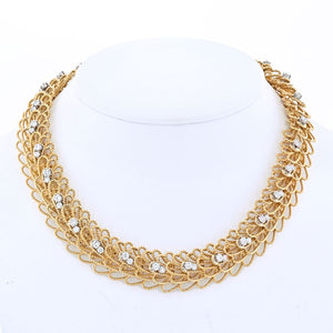 David Webb 18K Yellow Gold Woven Twisted Diamond Necklace