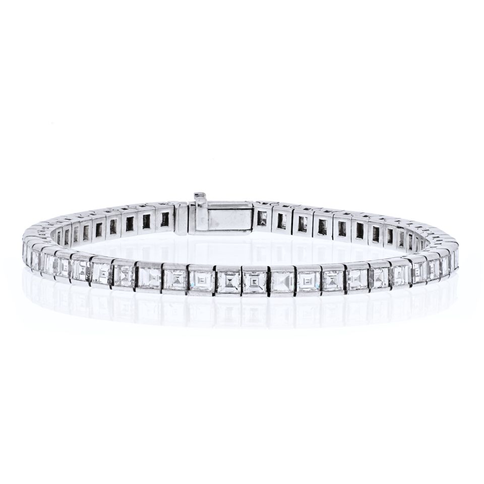 18K White Gold 10 carat Carre Cut Diamond Tennis Bracelet – The Back Vault