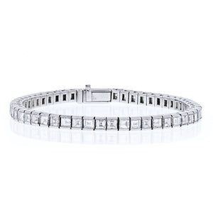 18K White Gold 10 carat Carre Cut Diamond Tennis Bracelet