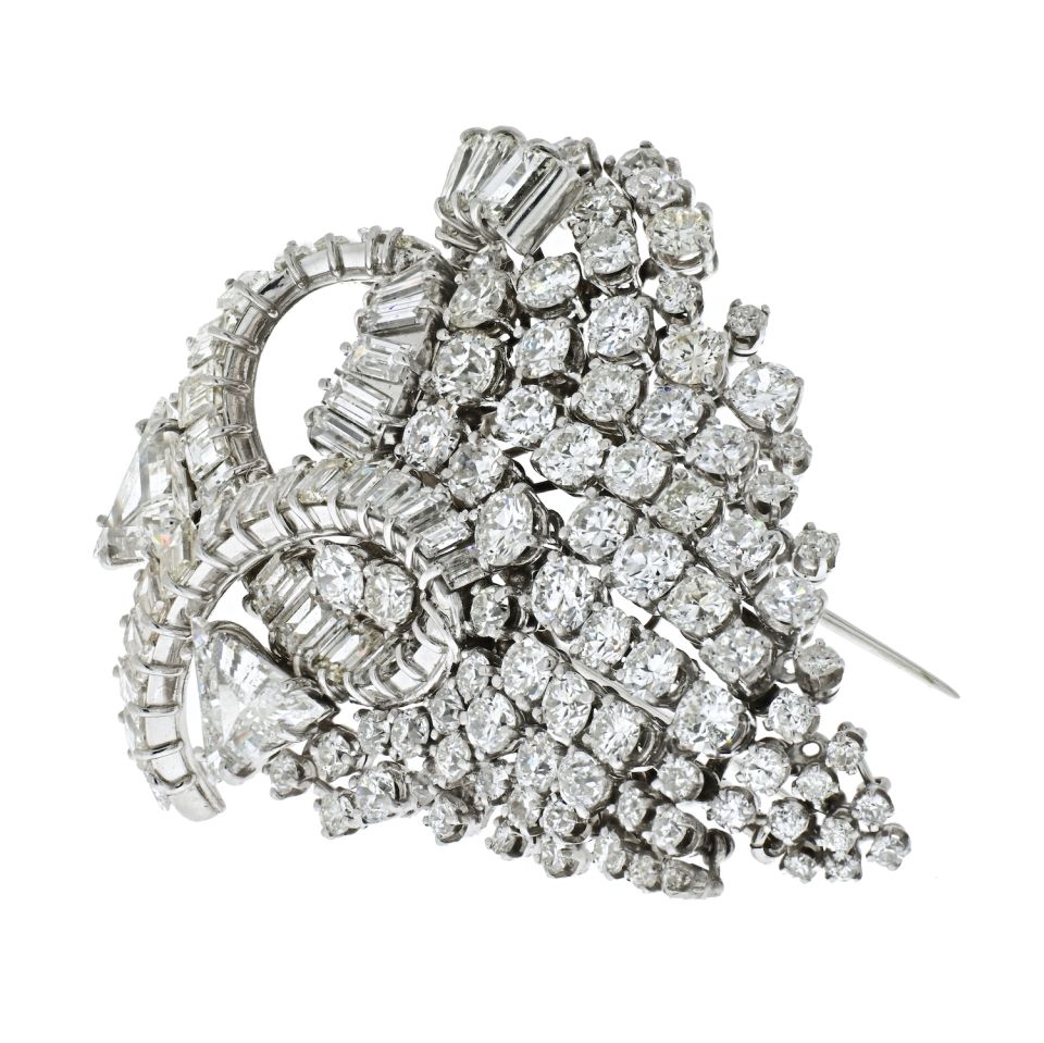 David Webb 1960's Impressive 25 Carat Diamond Cluster Brooch - The Back Vault