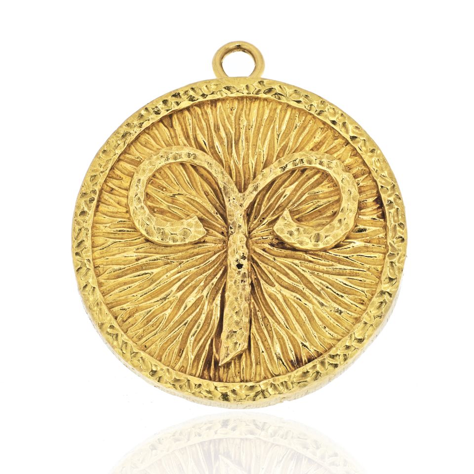 David Webb 18K Yellow Gold Aries Zodiac Pendant - The Back Vault