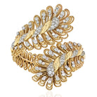 David Webb 18K Yellow Gold Ornate Crossover Diamond Bracelet - The Back Vault