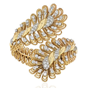 David Webb 18K Yellow Gold Ornate Crossover Diamond Bracelet