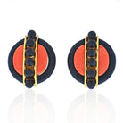 Aldo Cipullo 18K Yellow Gold 1974 Coral & Onyx Earrings - The Back Vault