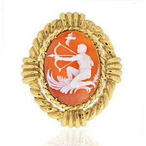 David Webb 18K Yellow Gold Cameo Sagittarius Brooch