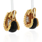 David Webb Platinum & 18K Yellow Gold Black Enamel Diamond Earrings - The Back Vault