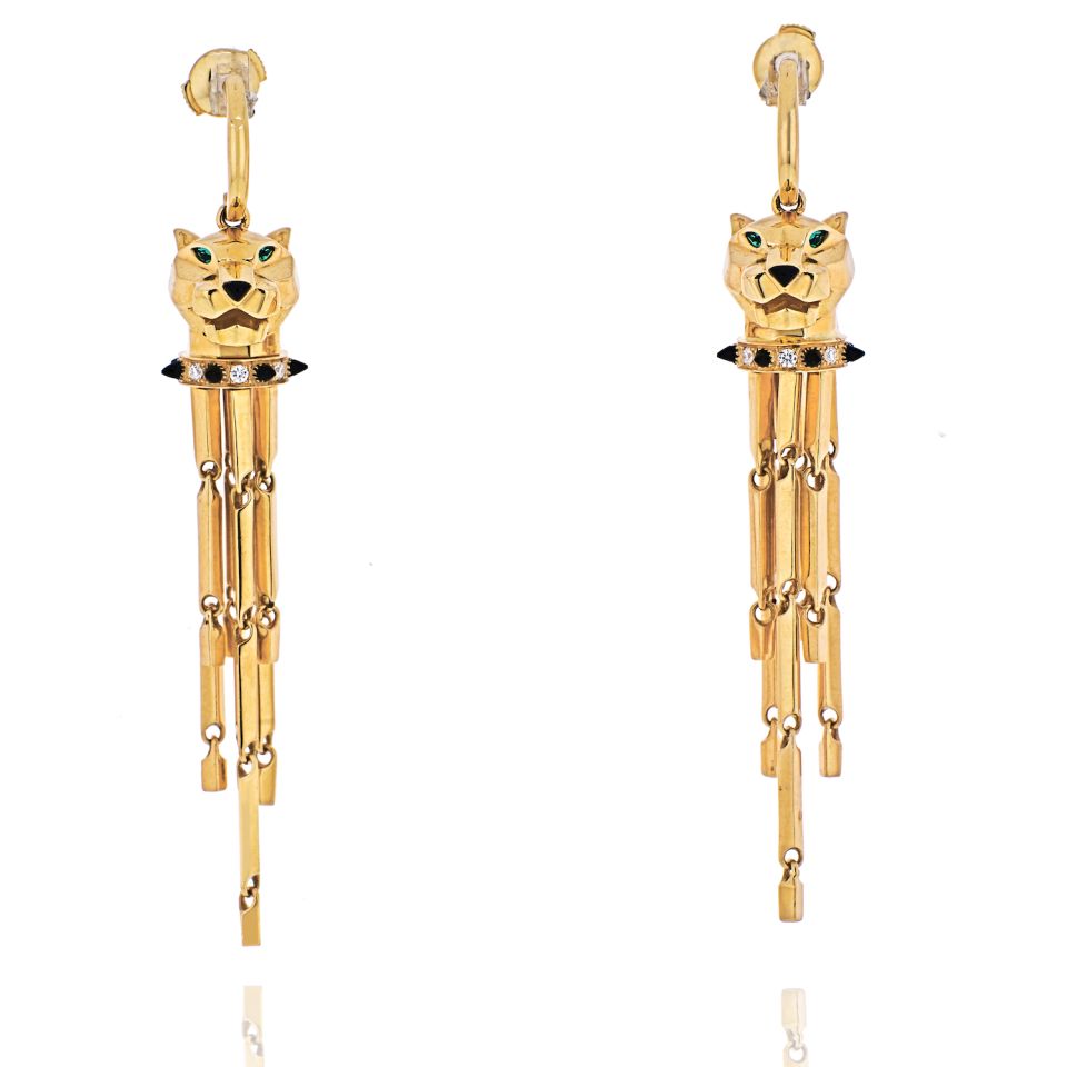 Cartier 18K Yellow Gold Panthere De Cartier Tassel Earrings - The Back Vault