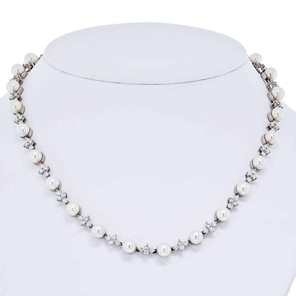 Tiffany Co. Platinum Diamond And Pearl Necklace The Back Vault