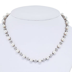 Tiffany & Co. Platinum Diamond And Pearl Necklace