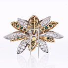 David Webb Platinum & 18K Yellow Gold Turquoise, Diamond Flower Brooch - The Back Vault