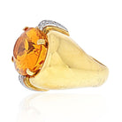 David Webb Platinum & 18K Yellow Gold Oval Citrine And Diamond Ring - The Back Vault