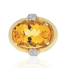 David Webb Platinum & 18K Yellow Gold Oval Citrine And Diamond Ring - The Back Vault