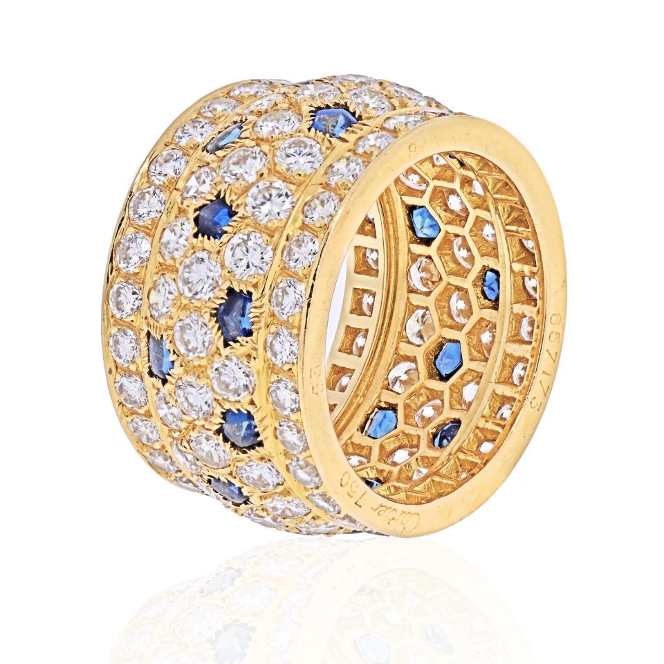 Cartier 18K Yellow Gold Nigeria Diamond Sapphire Ring - The Back Vault