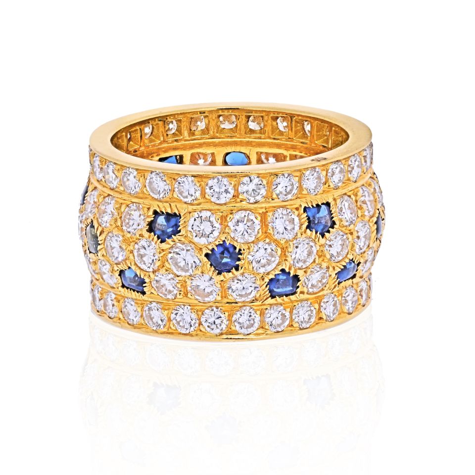 Cartier 18K Yellow Gold Nigeria Diamond Sapphire Ring - The Back Vault