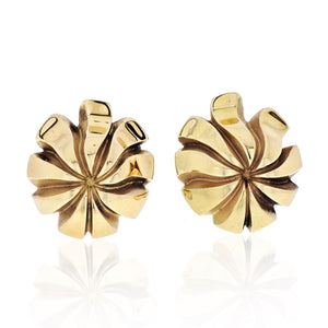 Tiffany & Co. 18K Yellow Gold  Swirl Leaf Flower Earrings