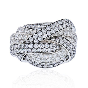 18K White Gold 10 Carat Diamond Cluster Crossover Ring