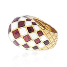 David Webb Platinum & 18K Yellow Gold Checkerboard Dome Ring - The Back Vault