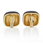 David Webb Platinum & 18K Yellow Gold Black Enamel Cushion Clip-On Earrings - The Back Vault