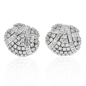 Platinum & 18K White Gold 17 Carat Diamond Cluster Earrings