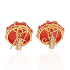 18K Yellow Gold Caged Coral Clip On Earrings - The Back Vault