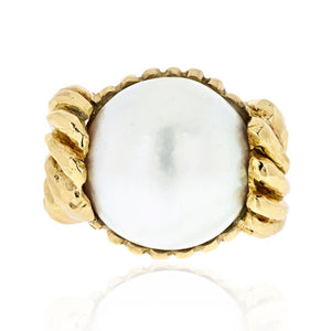 David Webb 18K Yellow Gold Mabe Pearl Ring