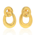 David Webb 18K Yellow Gold Hammered Finish Double Circle Door Knocker Earrings - The Back Vault