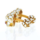 David Webb Platinum & 18K Yellow Gold White Enamel Lion Ruby Eyes Cuff Links - The Back Vault