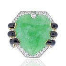 David Webb 18K Yellow Gold Jade, Diamond, Black Enamel Statement Ring - The Back Vault