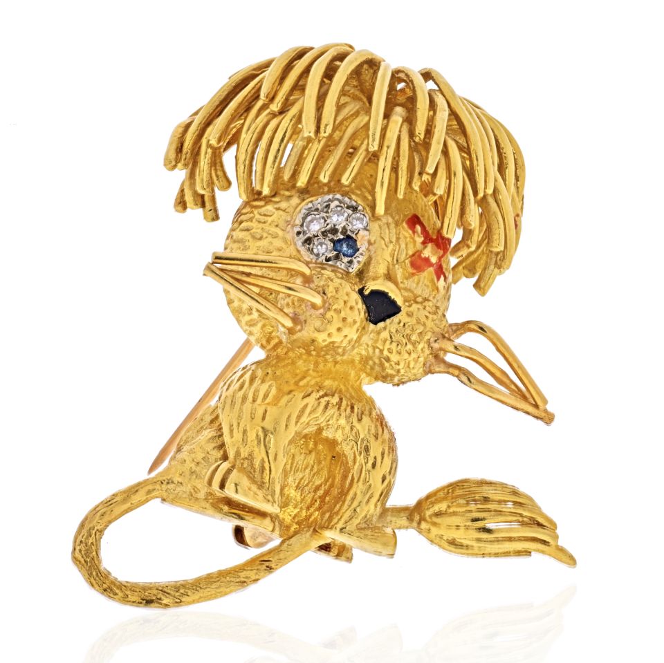 Hammerman Brothers 18K Yellow Gold Lion Brooch - The Back Vault