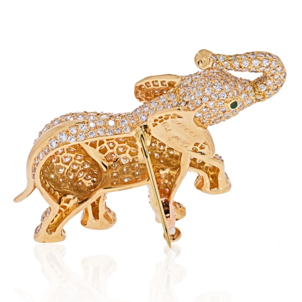 Cartier 18K Yellow Gold Diamond Elephant Brooch - The Back Vault