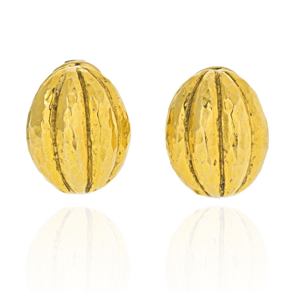 David Webb 18K Yellow Gold Fluted Earrings - The Back Vault