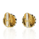 David Webb Platinum & 18K Yellow Gold Signature Zebra Enamel Round Earrings - The Back Vault