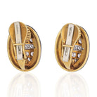 David Webb Platinum & 18K Yellow Gold 3 Carat Diamond And Black Enamel Earrings - The Back Vault