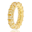 18K Yellow Gold 14.28 Carats Fancy Yellow Cushion Cut Eternity Band - The Back Vault