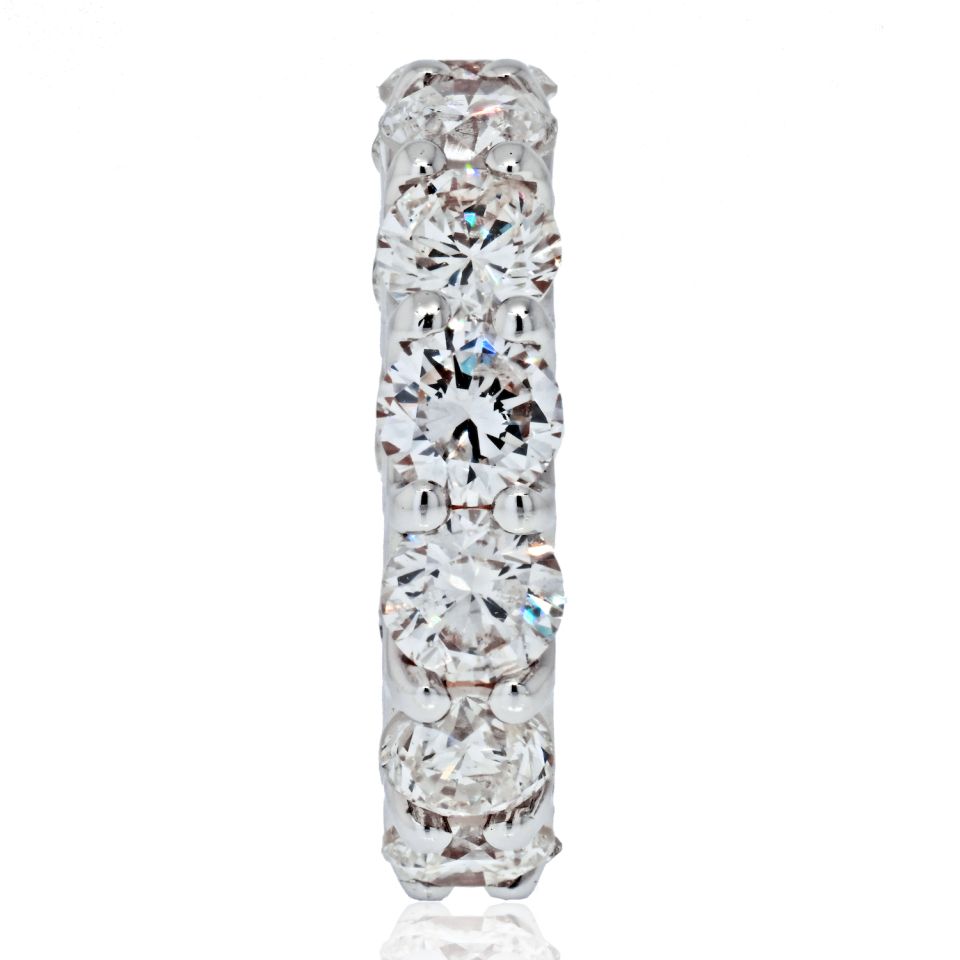 14K White Gold 7.28 Carat U-Shape Round Diamond Eternity Band - The Back Vault