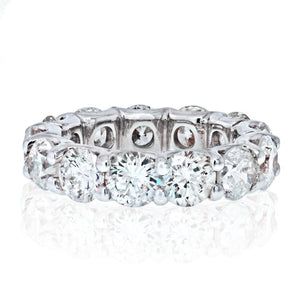 14K White Gold 7.28 Carat U-Shape Round Diamond Eternity Band