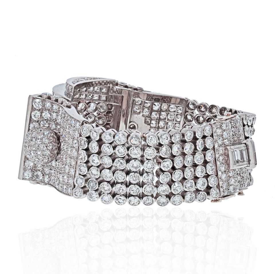 Platinum 1930's Art Deco 60 Carat Diamond Bracelet - The Back Vault