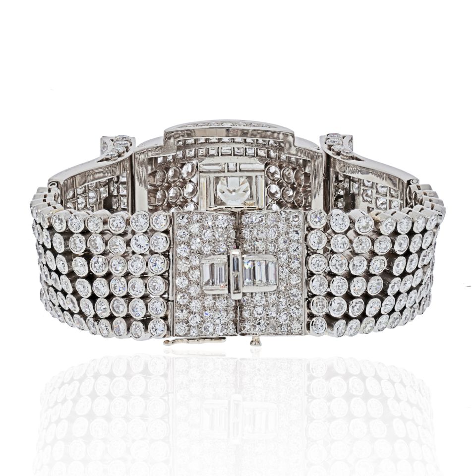 Platinum 1930's Art Deco 60 Carat Diamond Bracelet - The Back Vault