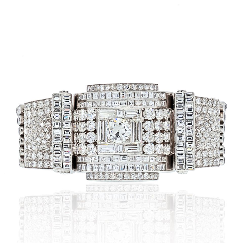 Platinum 1930's Art Deco 60 Carat Diamond Bracelet - The Back Vault