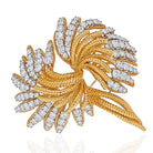 Platinum & 18K Yellow Gold 1960's Spray Of Diamonds 8.50cts Fluted Brooch - The Back Vault