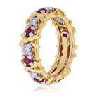 Tiffany & Co. Platinum & 18K Yellow Gold 16 Stone Schlumberger Ruby Diamond Ring - The Back Vault