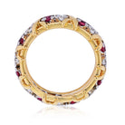 Tiffany & Co. Platinum & 18K Yellow Gold 16 Stone Schlumberger Ruby Diamond Ring - The Back Vault