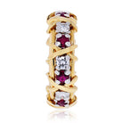 Tiffany & Co. Platinum & 18K Yellow Gold 16 Stone Schlumberger Ruby Diamond Ring - The Back Vault