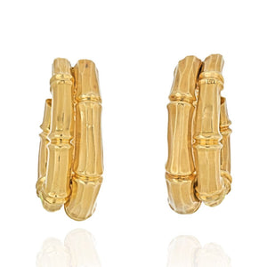 Cartier 18K Yellow Gold Double Bamboo Earrings