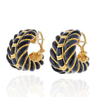 David Webb 18K Yellow Gold Black Enamel Fluted Shrimp Earrings - The Back Vault