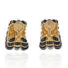 David Webb 18K Yellow Gold Black Enamel Fluted Shrimp Earrings - The Back Vault