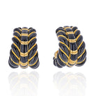 David Webb 18K Yellow Gold Black Enamel Fluted Shrimp Earrings - The Back Vault